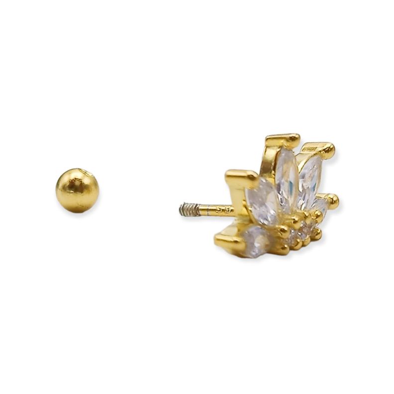 Aro Piercing Corona Helix Flat Plata 925 Chapada En Oro 18k-7