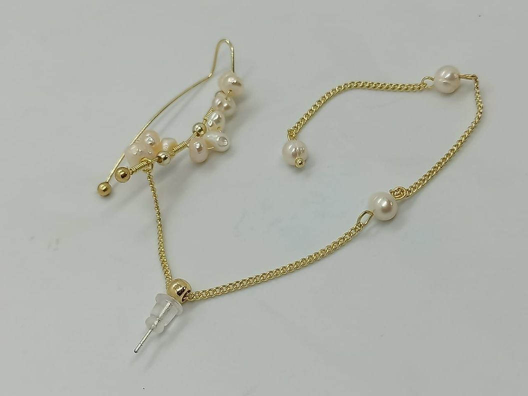 Pendiente Trepador 1 Pieza Perlas Blancas Vintage Moda-9