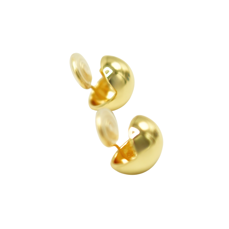 Argollas Semi Esfera Chapadas En Oro Earcuff Sin Perforacion-0