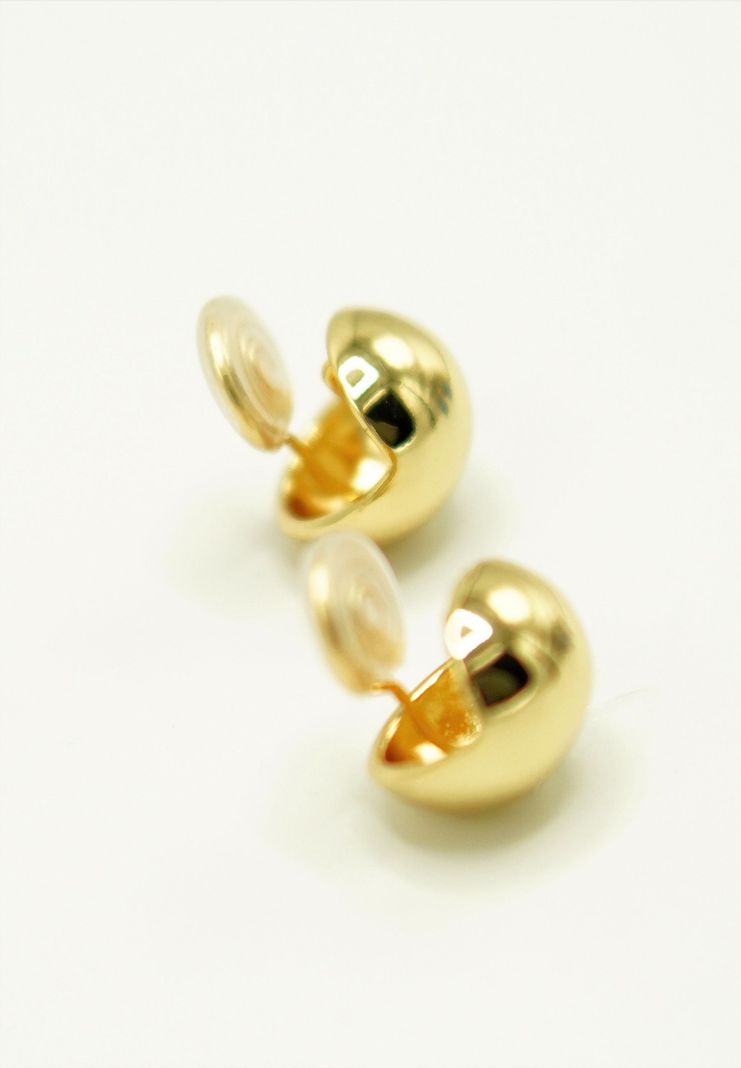 Argollas Semi Esfera Chapadas En Oro Earcuff Sin Perforacion-2