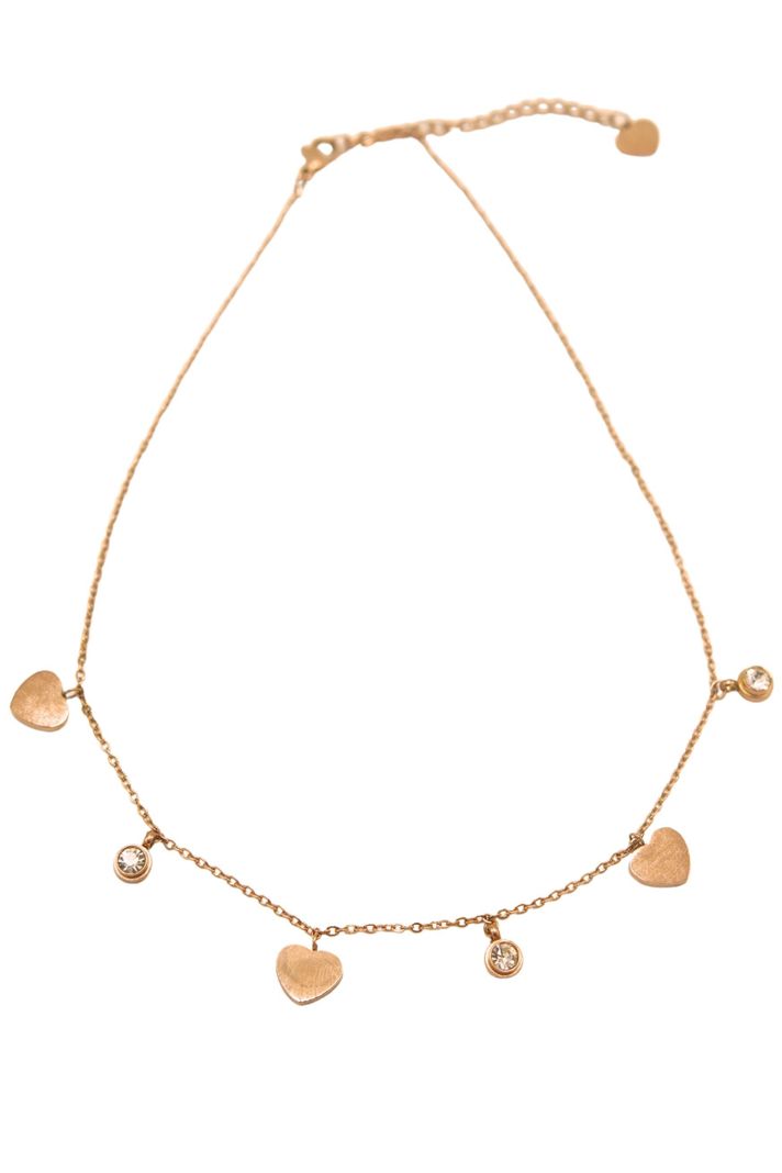 Colgante Corazon Punto De Luz Collar Chapado Oro Rosa -0