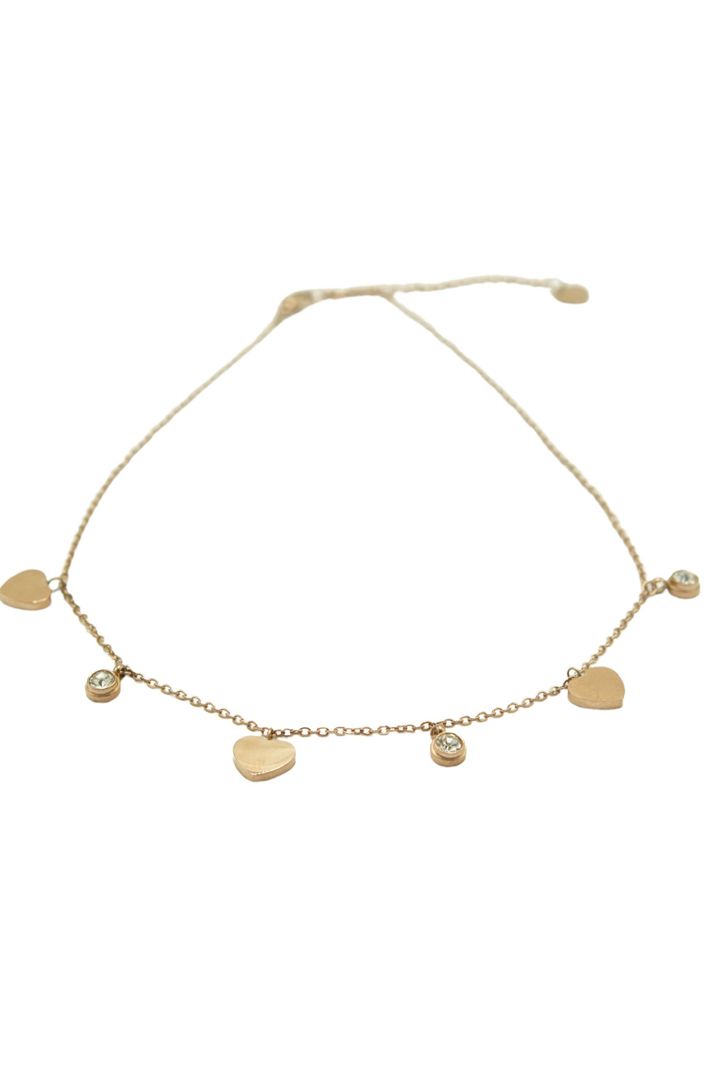 Colgante Corazon Punto De Luz Collar Chapado Oro Rosa -4