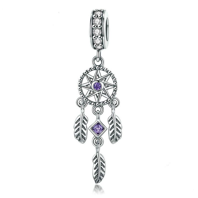 Charm dije abalorio atrapasuenos pulsera o colgante lila Plata
