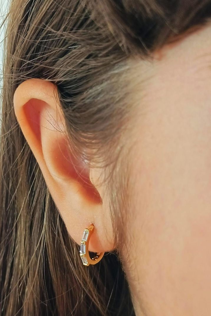 Aros Argollas spotlight 9mm circonios Plata S925 Chapada Oro -4
