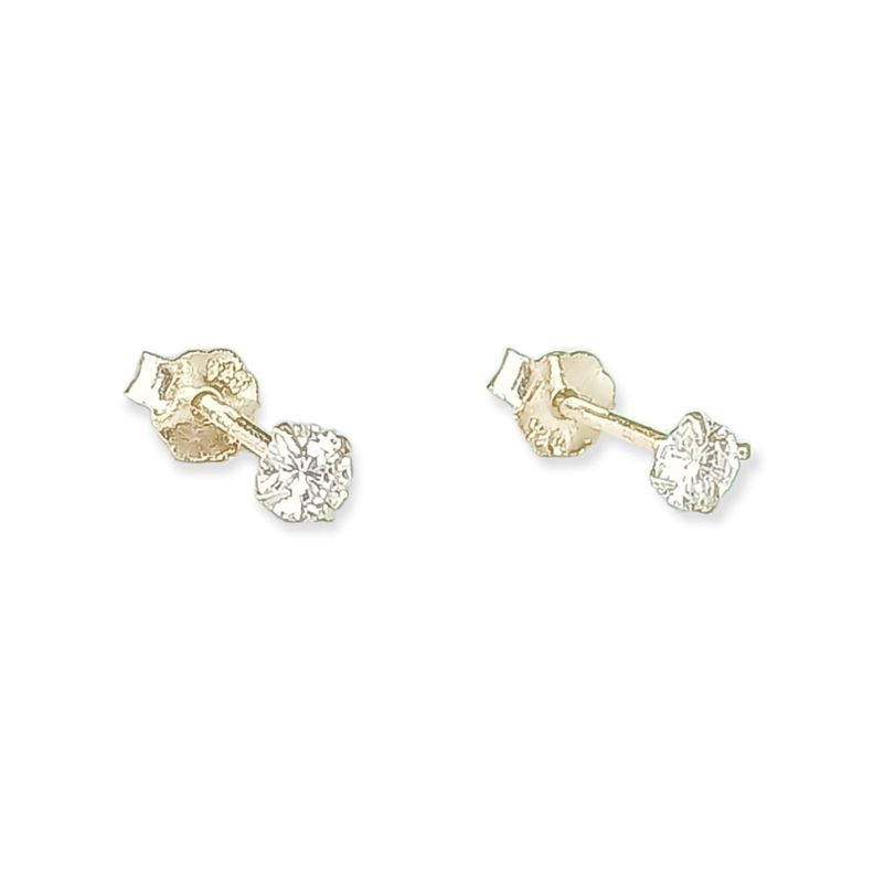 Pendientes Aretes Aros Puntos Luz En Plata 925 Zirconio 3mm-0