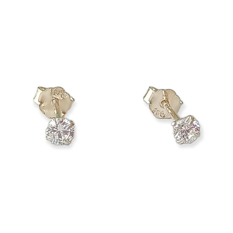 Pendientes Aretes Aros Puntos Luz En Plata 925 Zirconio 3mm-3
