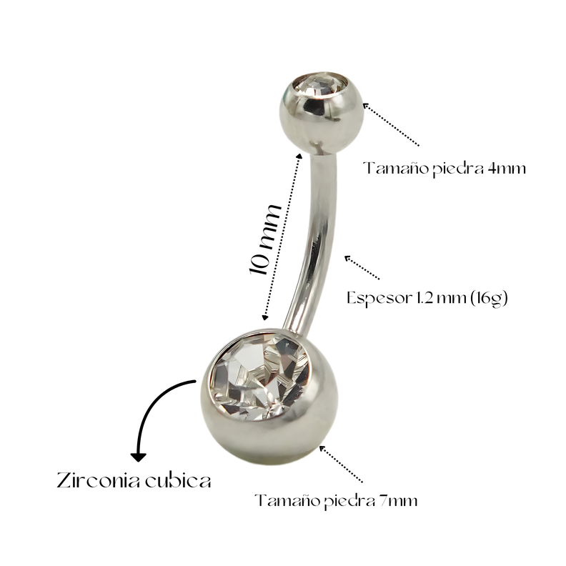 Piercing ombligo navel 10mm acero quirurgico 316L-3