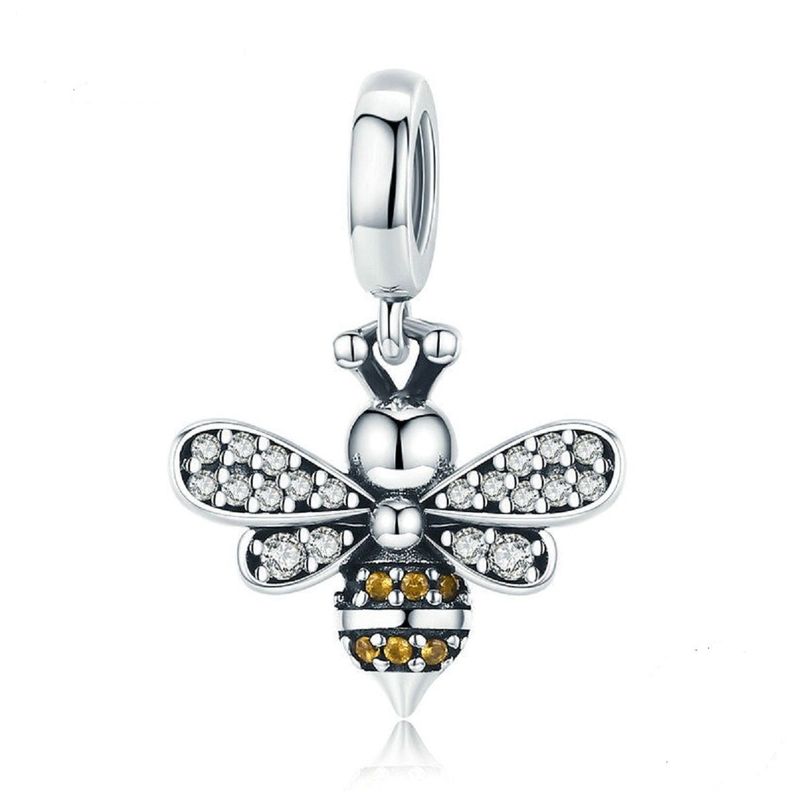 Charm dije abalorio abeja brillante plata 925