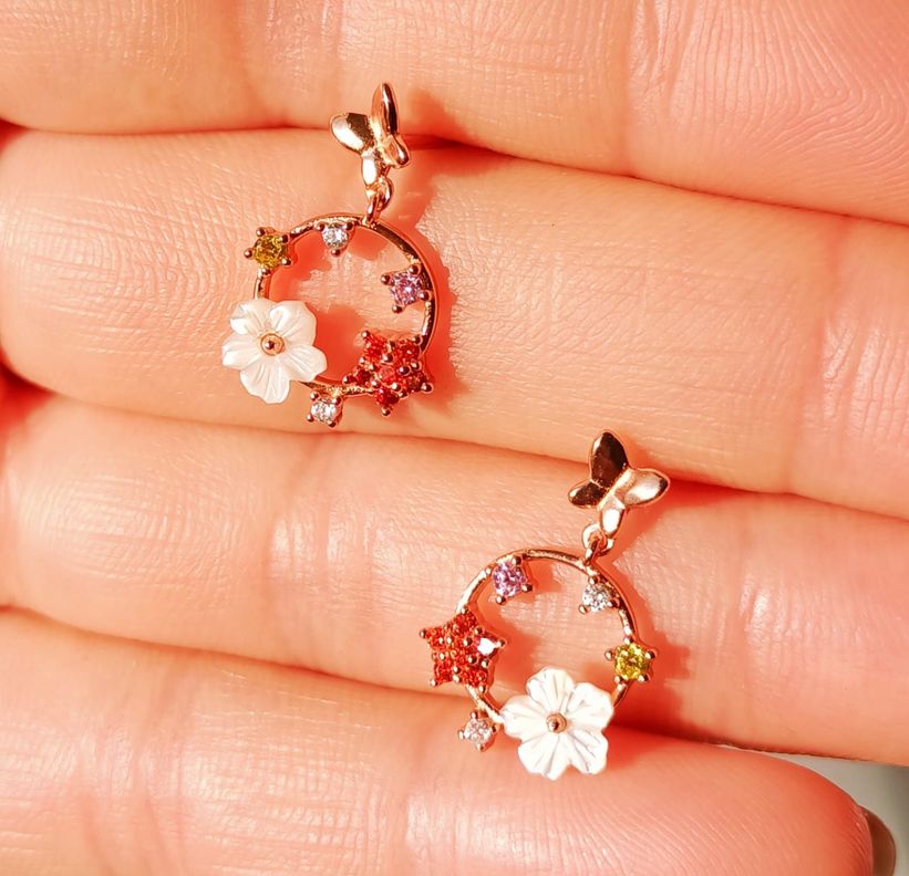 Aros Fairytale Plata fina ley S925 chapados en oro rosa 18kl-7