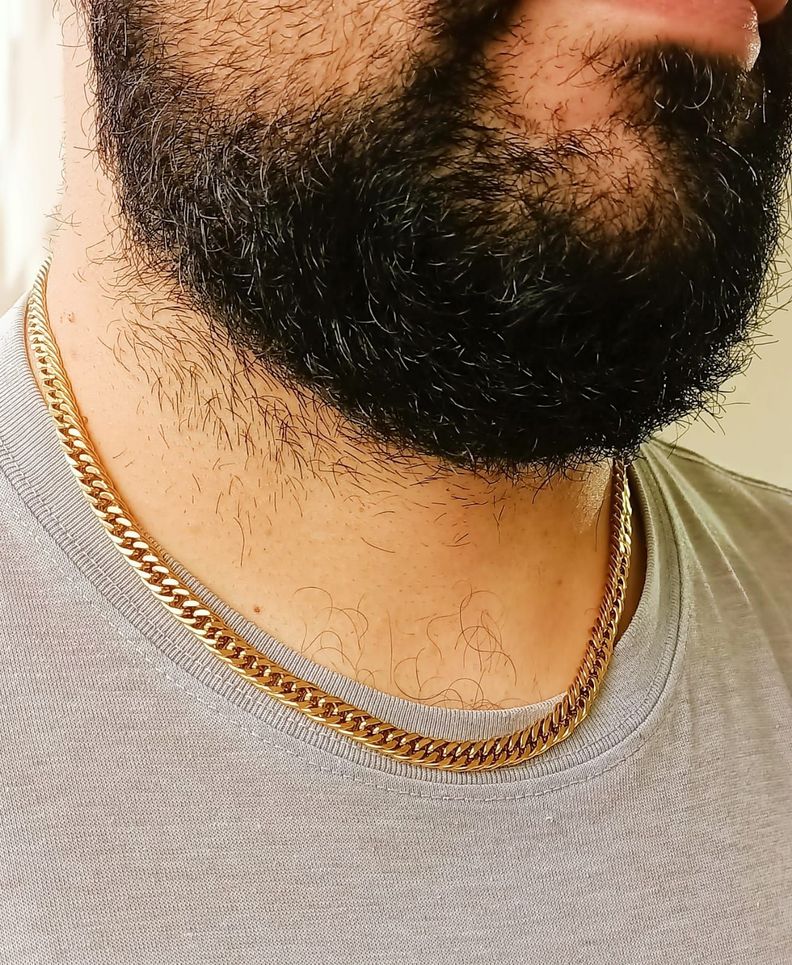 Cadena Eslabones Cubanos 7mm Chapada En Oro 18k Mujer Hombre-3