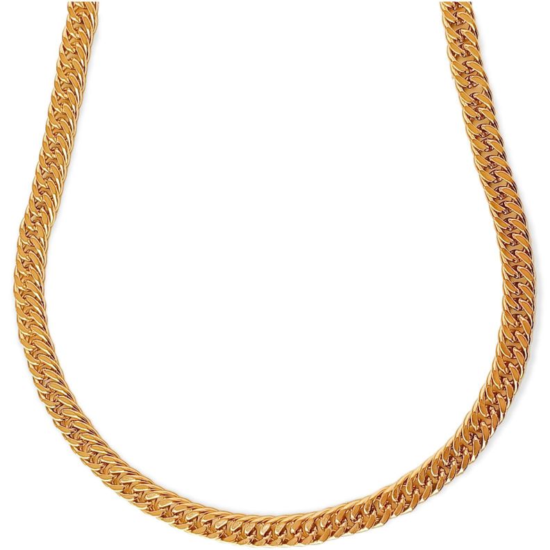 Cadena Eslabones Cubanos 7mm Chapada En Oro 18k Mujer Hombre-0