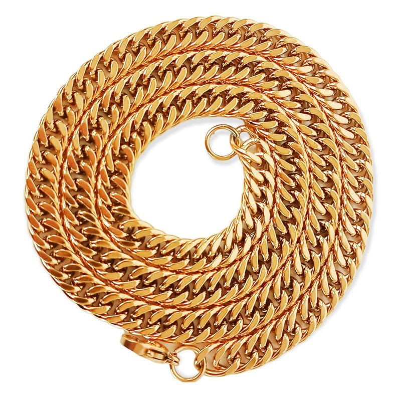 Cadena Eslabones Cubanos 7mm Chapada En Oro 18k Mujer Hombre-4