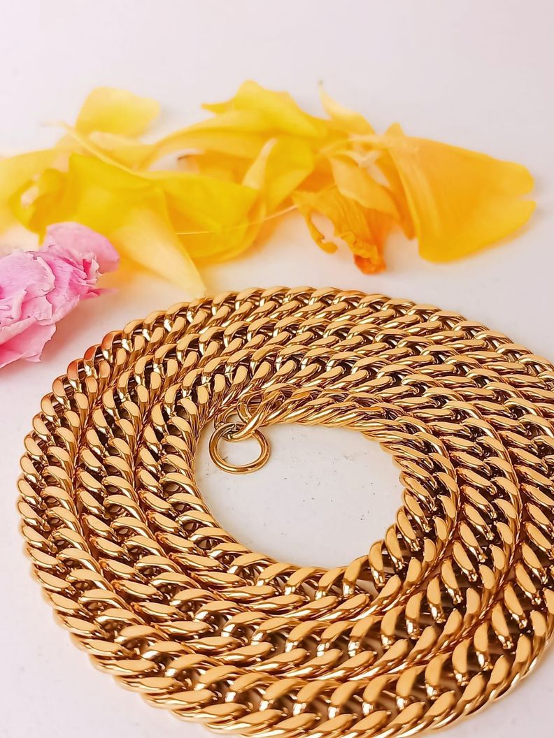 Cadena Eslabones Cubanos 7mm Chapada En Oro 18k Mujer Hombre-7