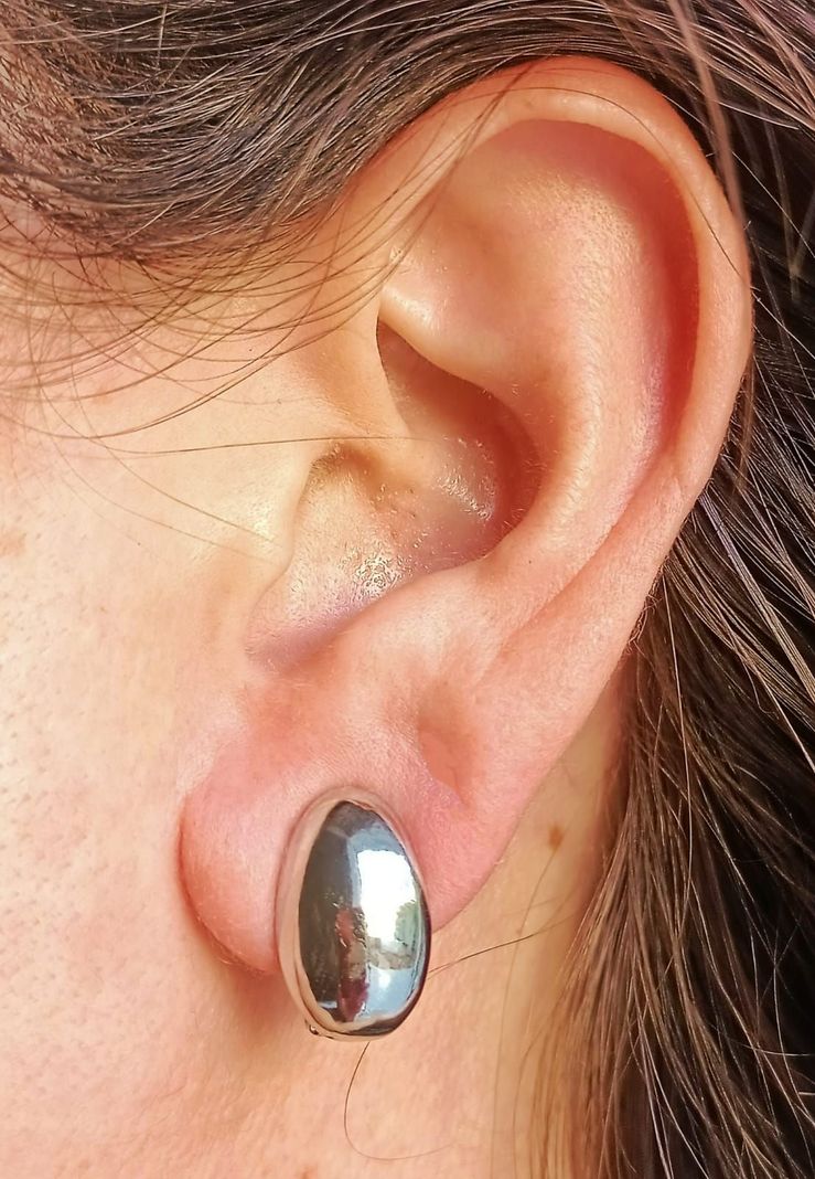Aros Gota Espejo Plateada Sin Perforación Earcuff -2