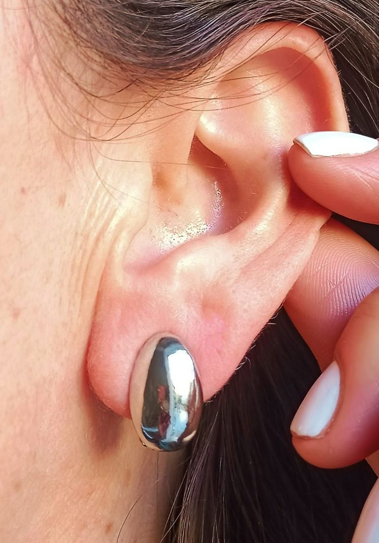 Aros Gota Espejo Plateada Sin Perforación Earcuff -5