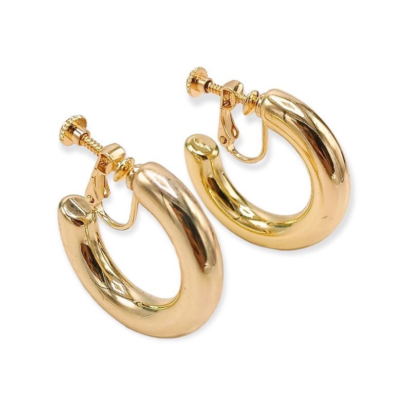 Aros Sin Perforacion Argollas Chunky Bañadas Oro-0