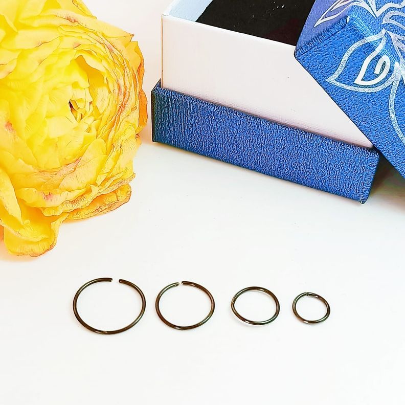 Set 4 Piercing ideal septum negro Aros Nostril Daith Tragus Helix Pack Punk-6
