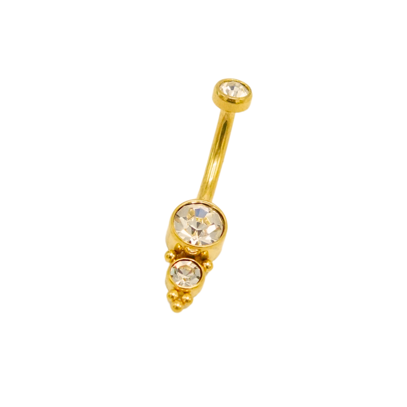 Piercing ombligo navel 10 mm 14G titanio ASTM F136 G23 espiga dorada-0