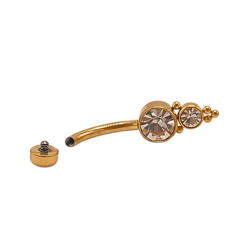 Piercing ombligo navel 10 mm 14G titanio ASTM F136 G23 espiga dorada-3