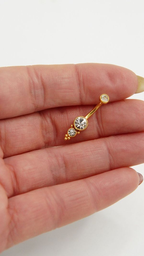 Piercing ombligo navel 10 mm 14G titanio ASTM F136 G23 espiga dorada-5