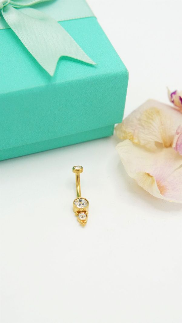Piercing ombligo navel 10 mm 14G titanio ASTM F136 G23 espiga dorada-6