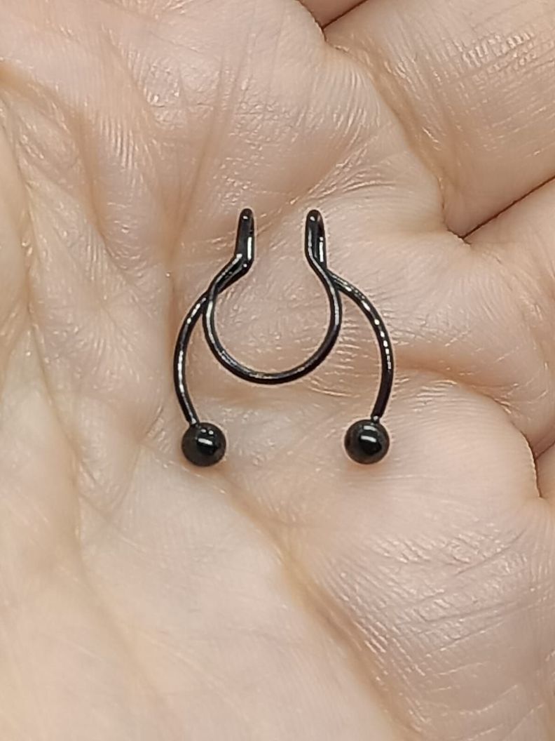 Piercing Acero hipoalergenico Negro Sin Hoyos Septum Sin Perforacion-1