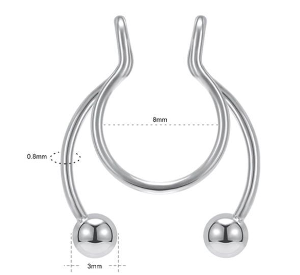 Piercing Acero hipoalergenico Negro Sin Hoyos Septum Sin Perforacion-3