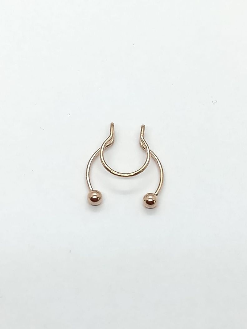 Piercing Acero hipoalergenico bañado en oro rosa 14kl septum Sin Perforacion-0