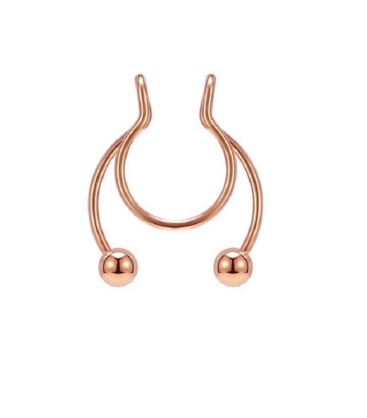 Piercing Acero hipoalergenico bañado en oro rosa 14kl septum Sin Perforacion-1