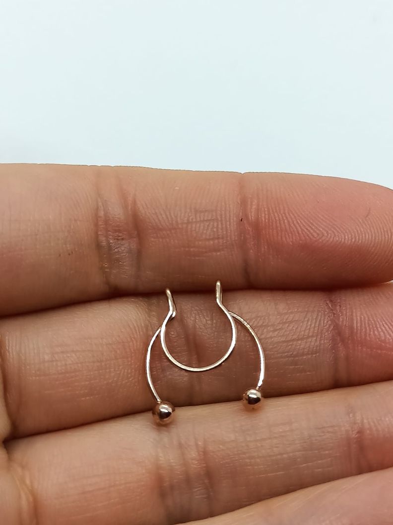Piercing Acero hipoalergenico bañado en oro rosa 14kl septum Sin Perforacion-3
