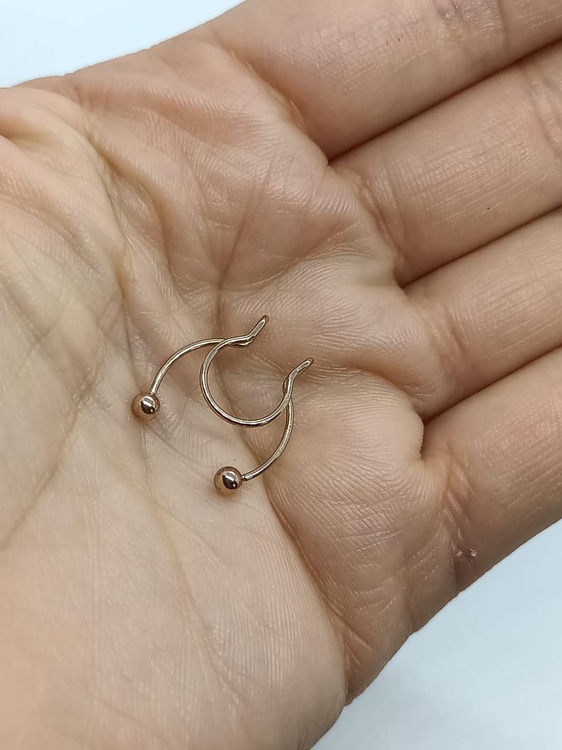 Piercing Acero hipoalergenico bañado en oro rosa 14kl septum Sin Perforacion-4
