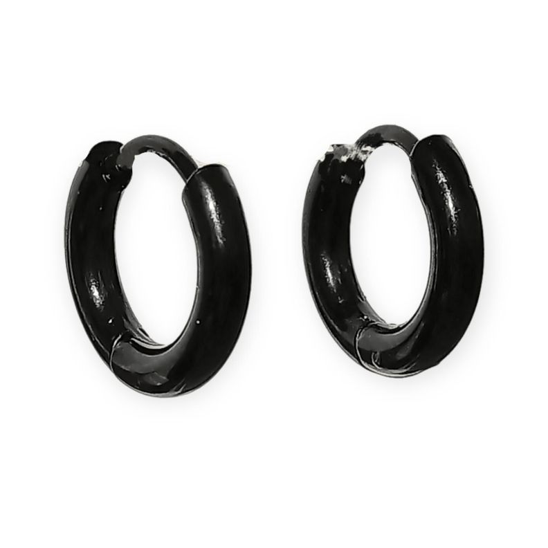 Pack De Aros Argollas Doble Uso Negras Cruz Piercing Oreja-7