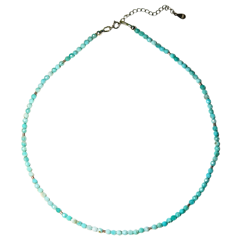 Collar gargantilla Aguamarina 4mm plata fina 925 Terranova Turquesa