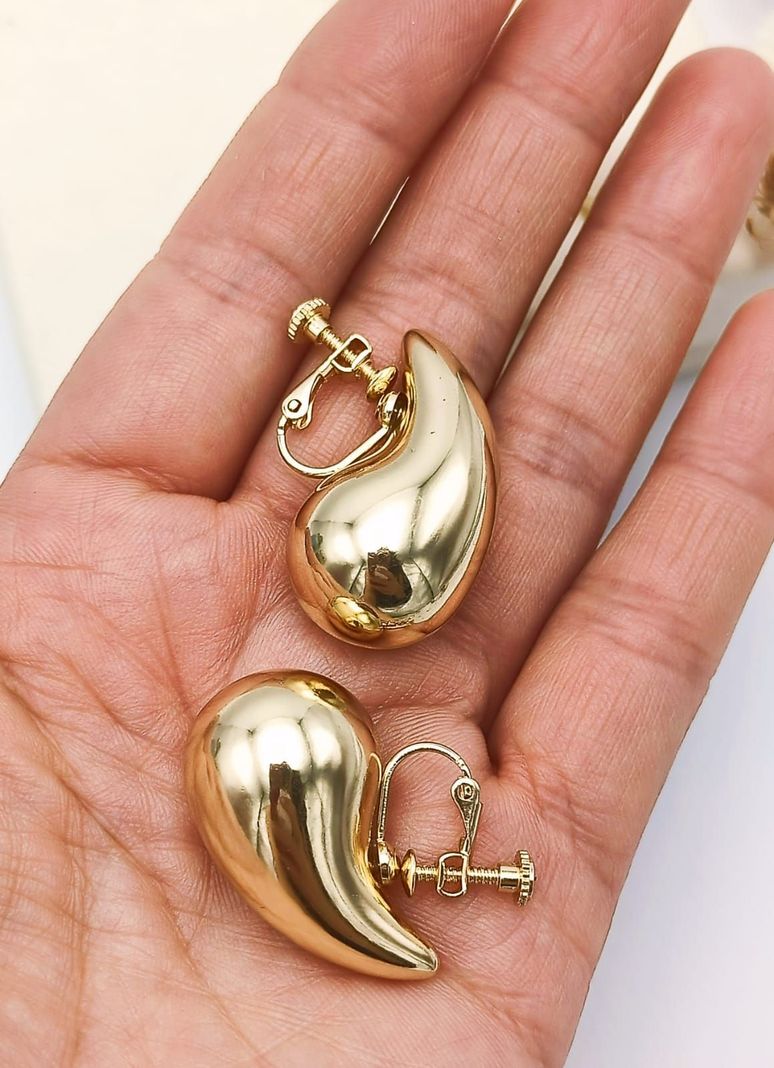 Aros Gota Viral Chapado En Oro 18k Earcuff Sin Perforación-4