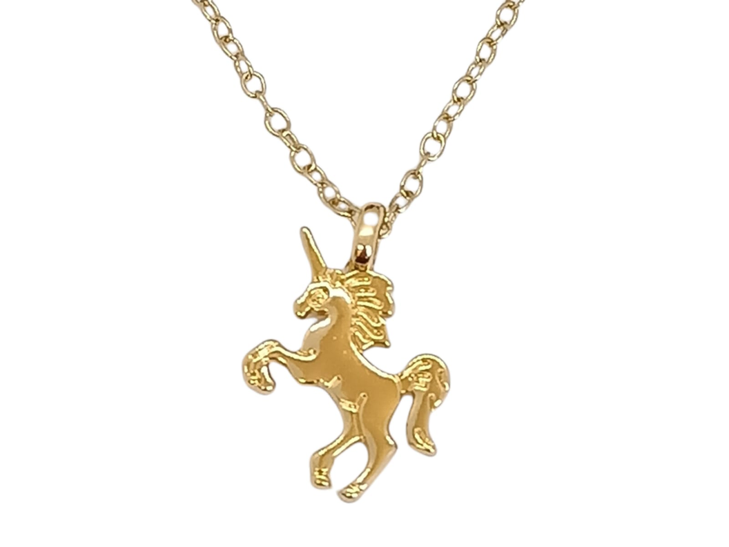 Colgante Unicornio Dorado bano de oro Ninas Mujeres Dorado Metalico