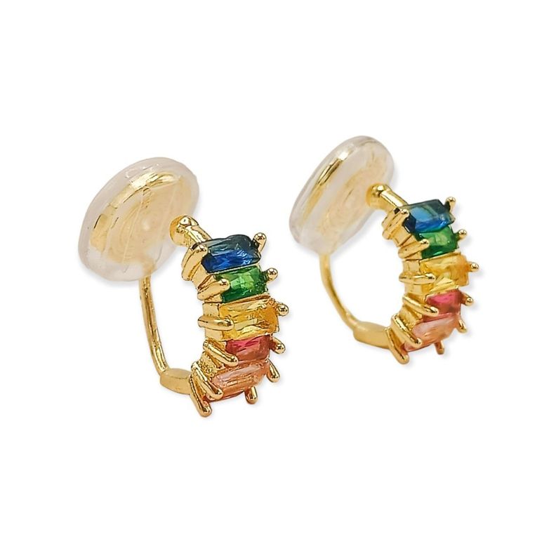 Aros Sin Perforacion Huggies Zirconia Cubicas Colores