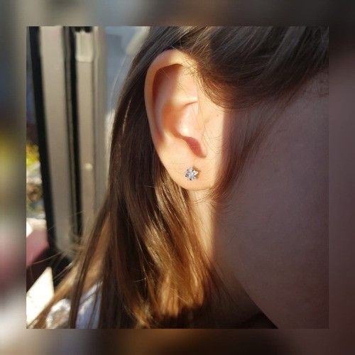 Aros Punto de Luz Acero Inoxidable Blanco Zirconio Estrella 5mm-1