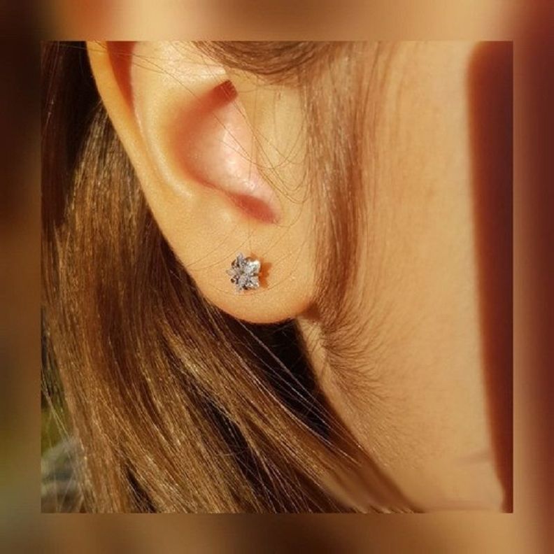 Aros Punto de Luz Acero Inoxidable Blanco Zirconio Estrella 5mm-4
