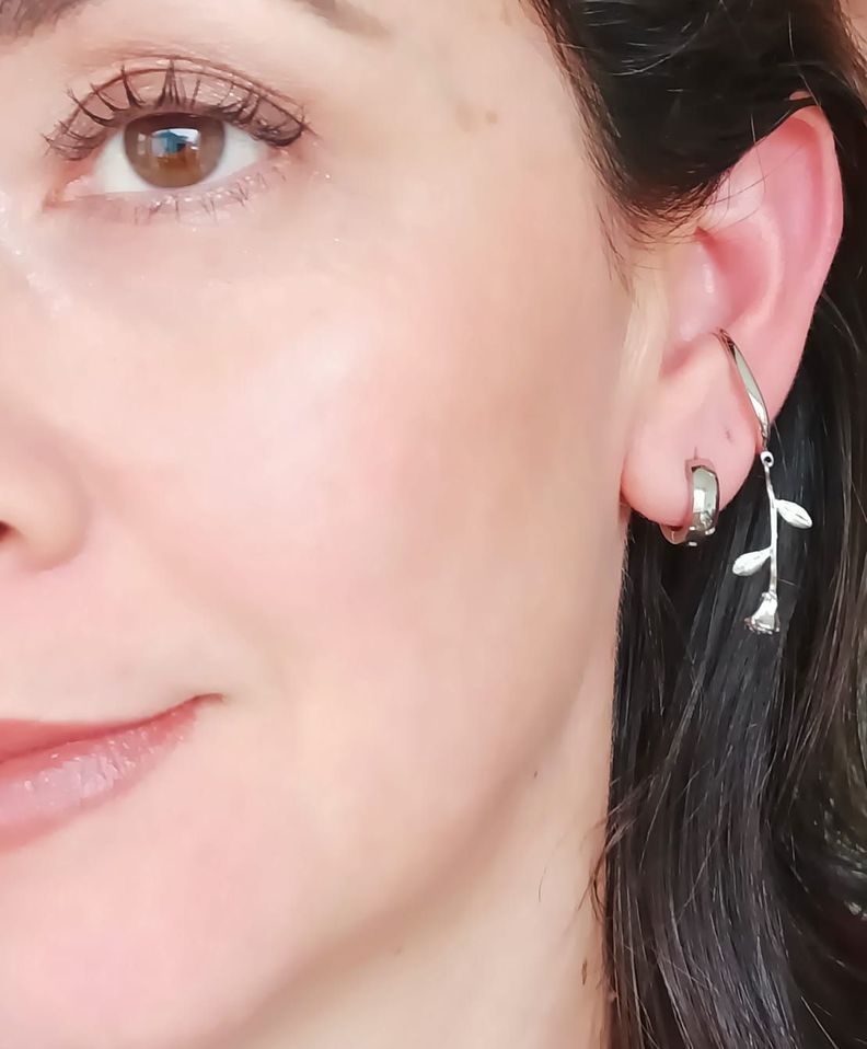 Pack Earcuff Rosa Argolla Unidad Plateada Piercing Moderno-8