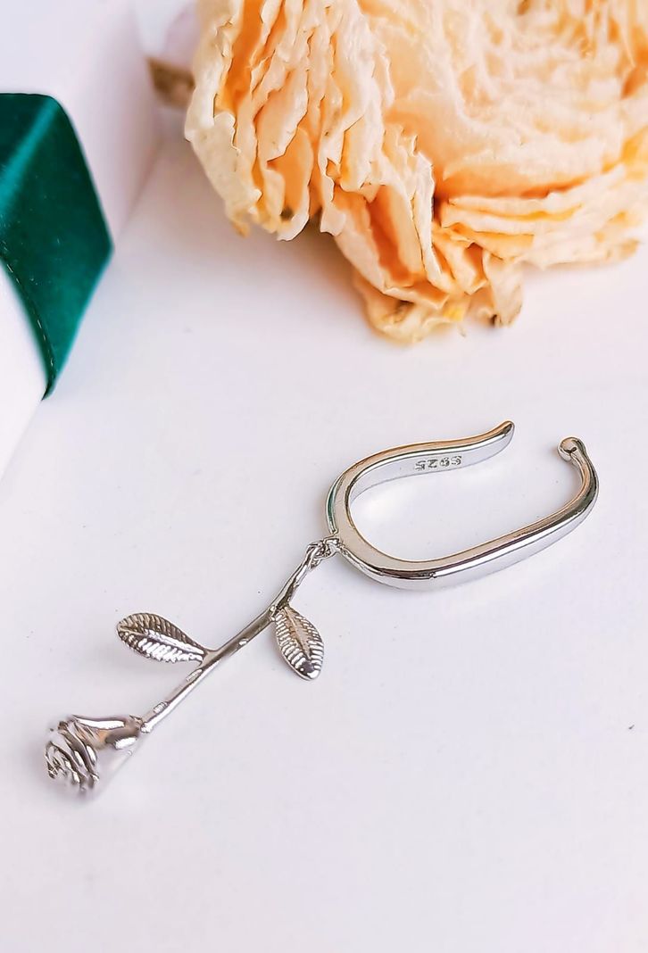 Pack Earcuff Rosa Argolla Unidad Plateada Piercing Moderno-9