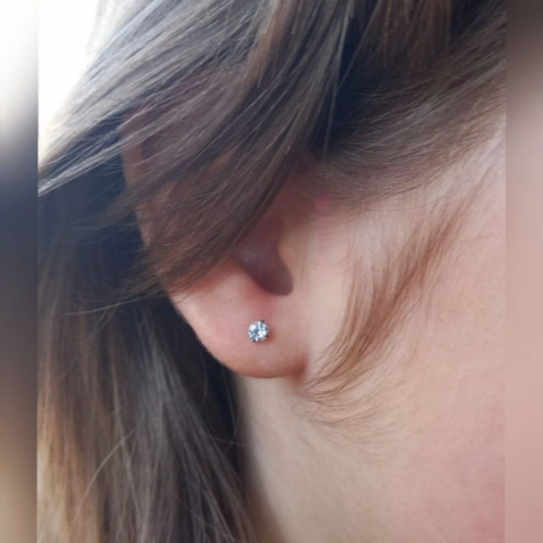 Aros Punto de Luz Acero Inoxidable Blanco Zirconio Circulo 3mm-6