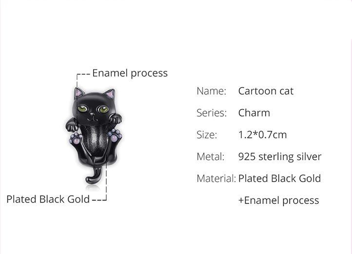Charm dije abalorio gato gatito pulsera colgante plata 925 -2