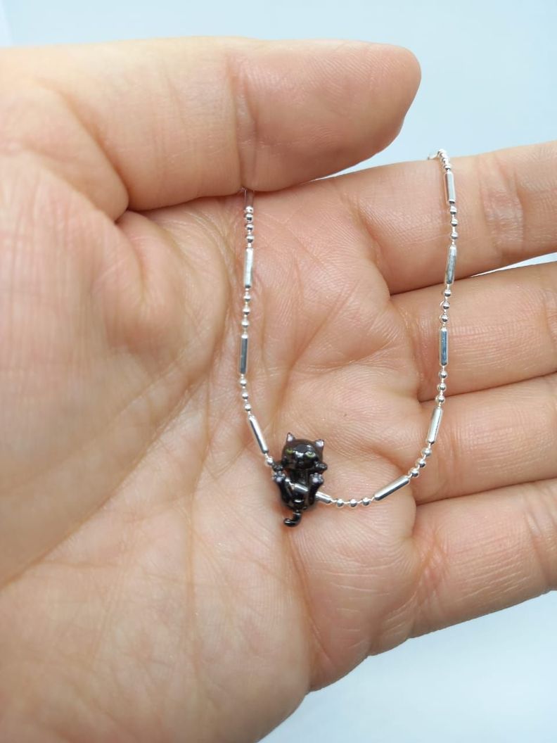 Charm dije abalorio gato gatito pulsera colgante plata 925 -7