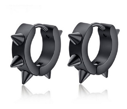 Aros argolla Puntas Punk Biker Hombre Mujer Acero Negro earing-0