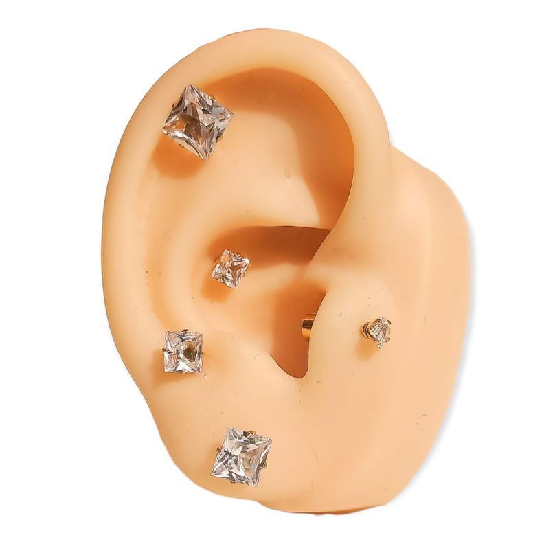 Pack De Aros Punto De Luz Chapados En Oro 18k Piercing Oreja-0