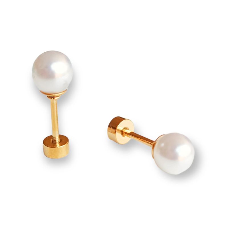 Aros Perlas 5mm tuerca tapa de seguridad chapado oro-1