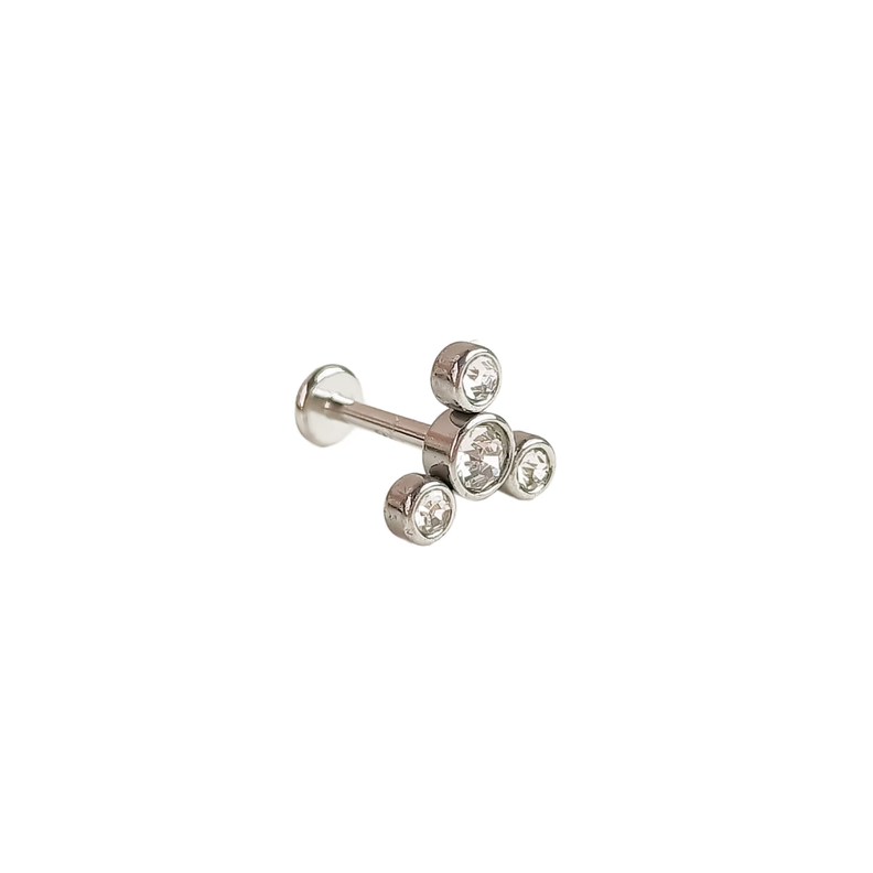 Piercing Oreja Tragus Conch Labret Modelo Triqueta de zirconio Hipoalergenico Unidad-0