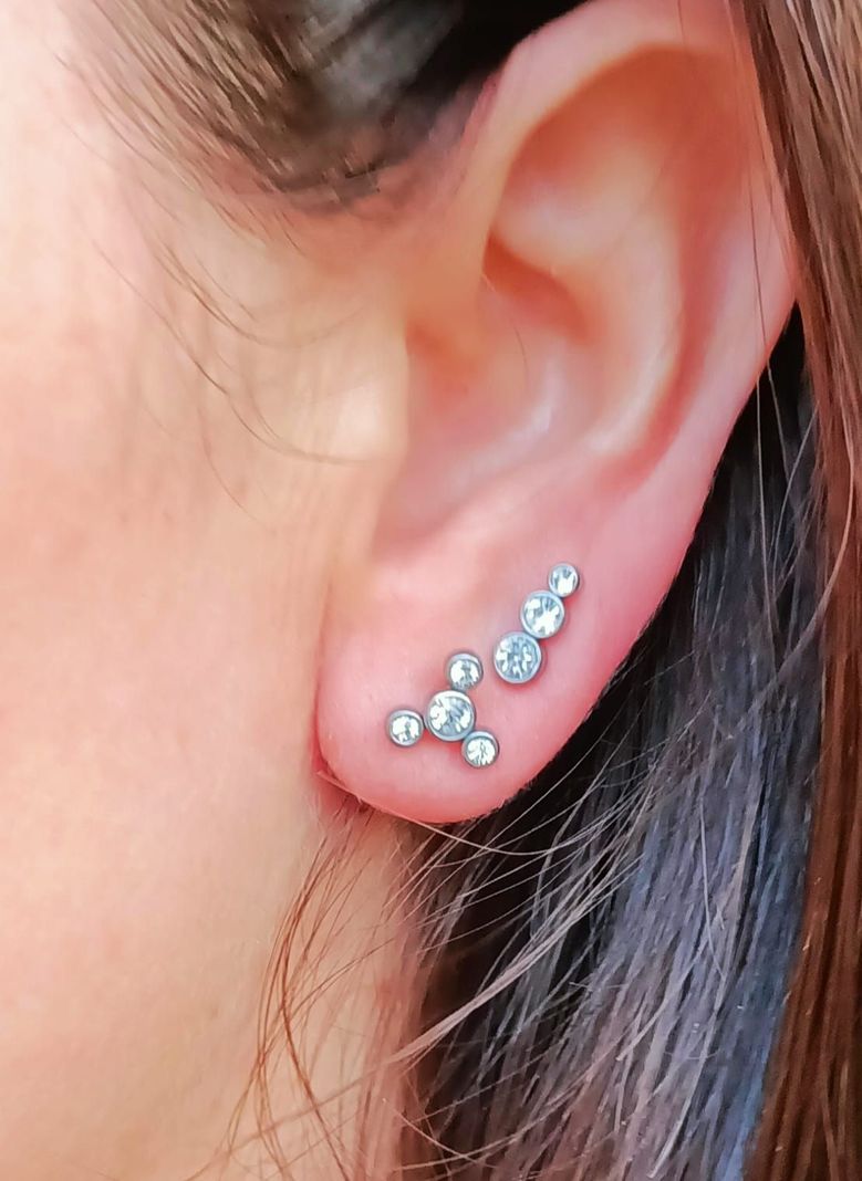 Piercing Oreja Tragus Conch Labret Modelo Triqueta de zirconio Hipoalergenico Unidad-4