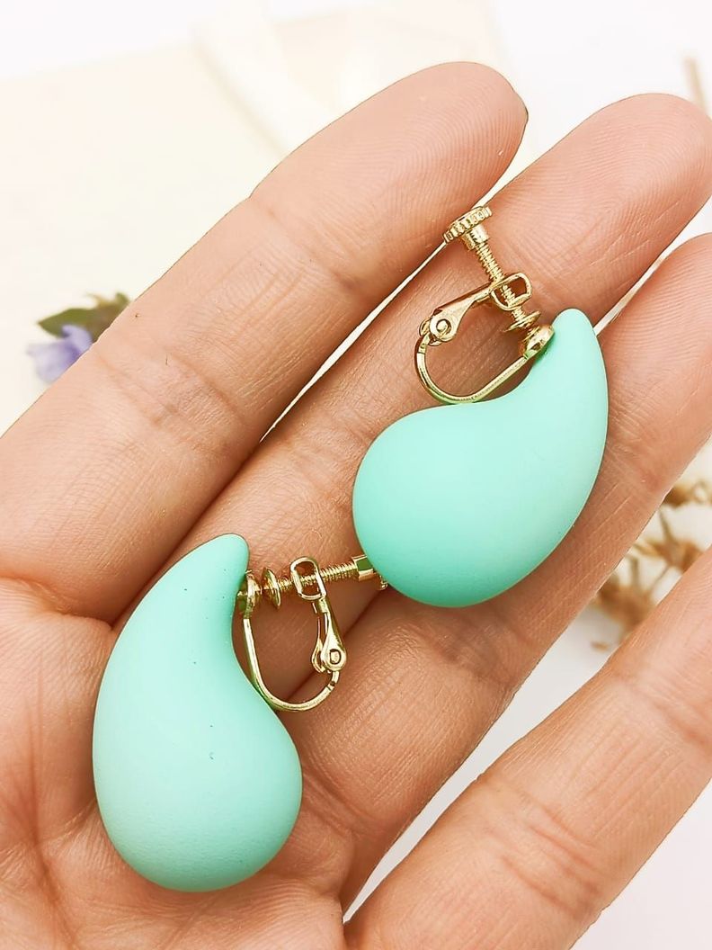 Aros Gota Celeste Earcuff Sin Perforacion Drop -4