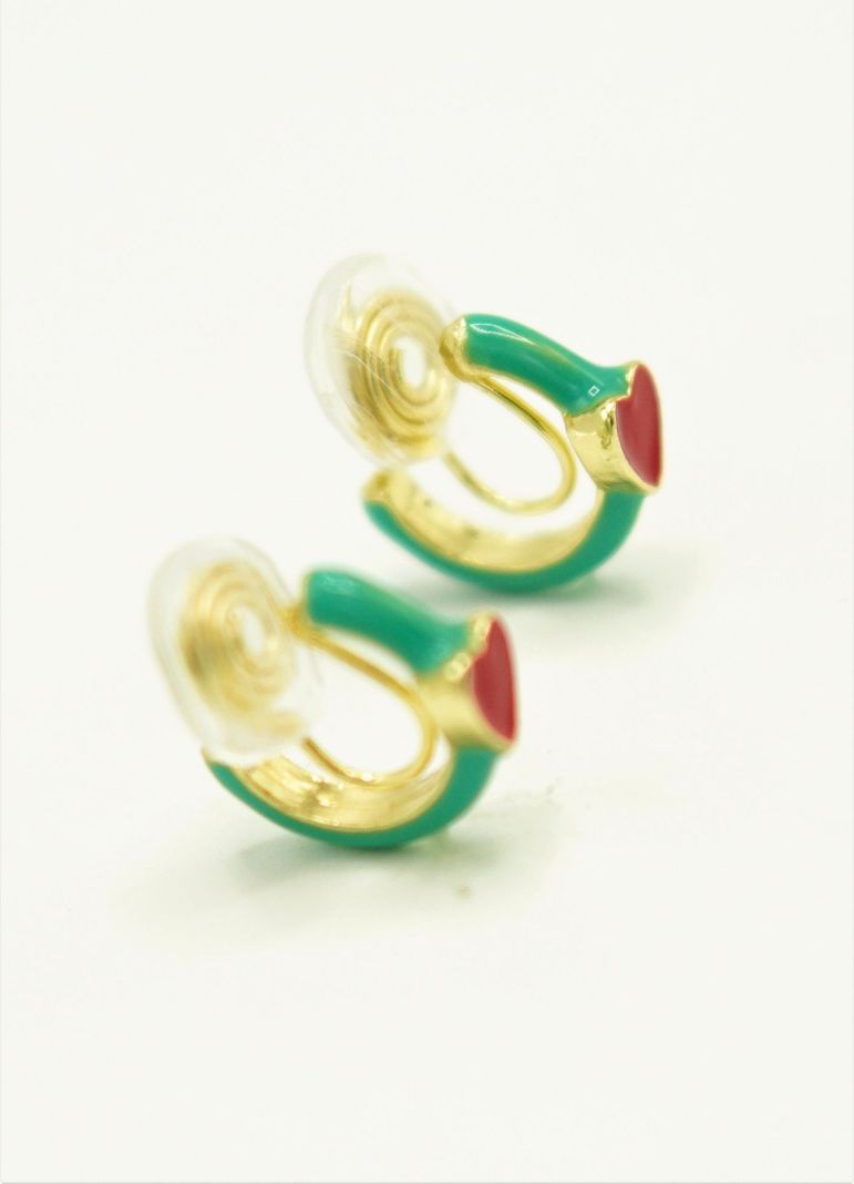 Aros Argollas Turquesa Corazon Rojo Earcuff Sin Perforacion-7